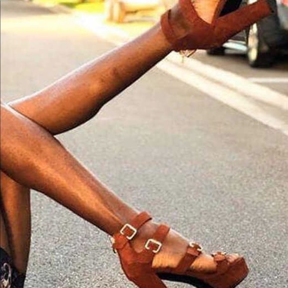 PEEP TOE PLATFORM CHUNKY HIGH HEEL GLADIATOR … - Picture 3 of 10